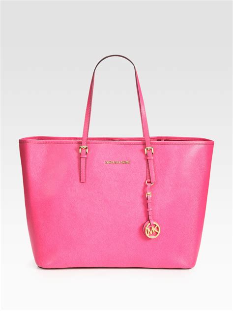 hot pink michael kors tote bag